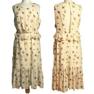 Miss Selfridge Floral Ruffled Open Back Cottagecore Tiered Lined Dress Sz 12 NEW